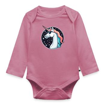 Dessin de Noël Licorne - Body Bébé bio manches longues - mauve - Devant