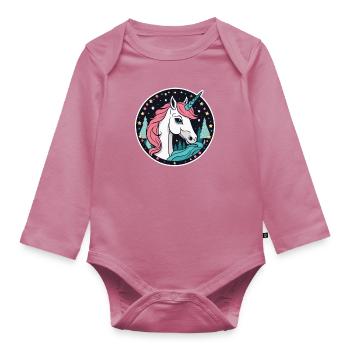 Dessin de Noël Licorne - Body Bébé bio manches longues - mauve - Devant