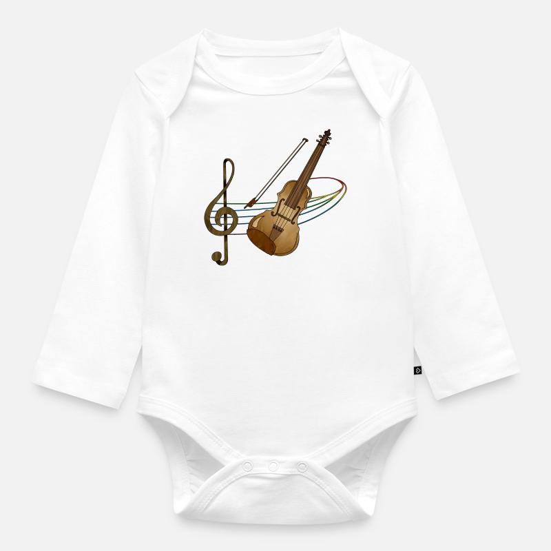 Violon - Body Bébé bio manches longues - blanc