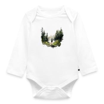 Faster, Further, Stronger: Your Jogging Shirt - Organic Longsleeve Baby Bodysuit - white - Front