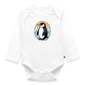 Penguin Christmas Illustration - Organic Longsleeve Baby Bodysuit - white - Front