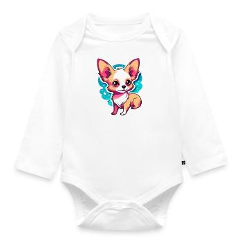 Chihuahua Dog Drawing - Organic Longsleeve Baby Bodysuit - white - Front