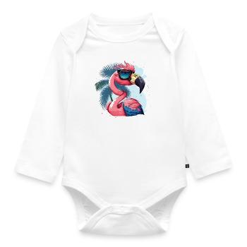 Flamingo Diva - Baby Bio-Langarm-Body - Weiß - Vorne
