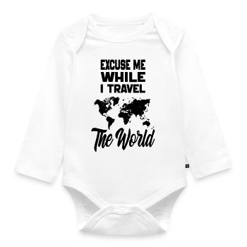 Excuse Me While I Travel The World-Map World - Body Bébé bio manches longues - blanc - Devant