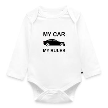 My Car My Rules Car Funny - Organic Longsleeve Baby Bodysuit - white - Front
