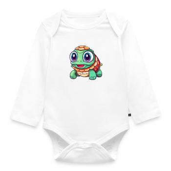 La petite tortue voit le monde - Body Bébé bio manches longues - blanc - Devant