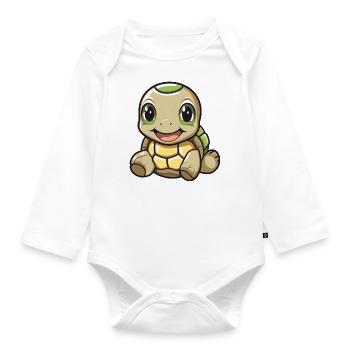 Cute Turtles Design 3 - Organic Longsleeve Baby Bodysuit - white - Front
