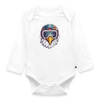 Adler Winter Schnee - Baby Bio-Langarm-Body - Weiß - Vorne