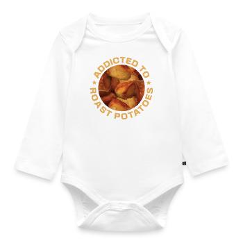 Addicted To Roast Potatoes Round - Organic Longsleeve Baby Bodysuit - white - Front