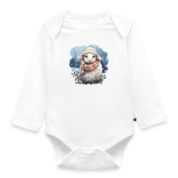 Winter sheep - Organic Longsleeve Baby Bodysuit - white - Front