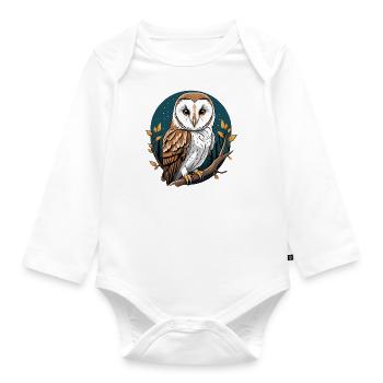 Schleiereule - Baby Bio-Langarm-Body - Weiß - Vorne