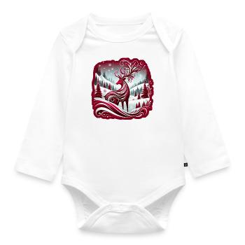 Winter Magic: Elegant Reindeer Design - Organic Longsleeve Baby Bodysuit - white - Front