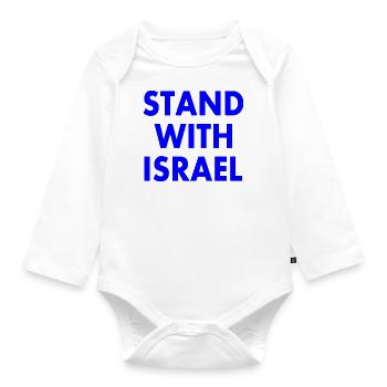 Stand with israel - Organic Longsleeve Baby Bodysuit - white - Front