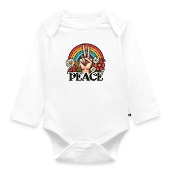 Peace sign - Organic Longsleeve Baby Bodysuit - white - Front