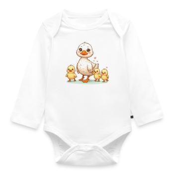 Niedliche Entenfamilie - Baby Bio-Langarm-Body - Weiß - Vorne