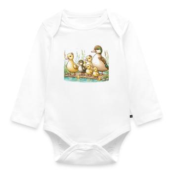 Entenfamilie am Teich - Baby Bio-Langarm-Body - Weiß - Vorne