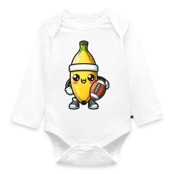 Banane de football - Body Bébé bio manches longues - blanc - Devant