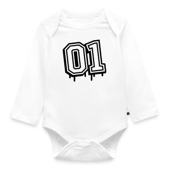 01 eins nummer - Baby Bio-Langarm-Body - Weiß - Vorne