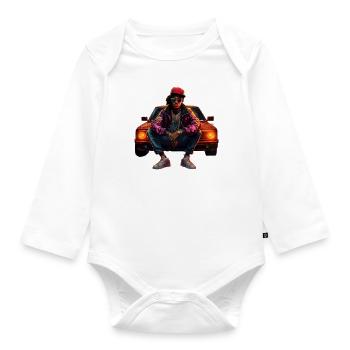 Hip Hop Rapper - Baby Bio-Langarm-Body - Weiß - Vorne