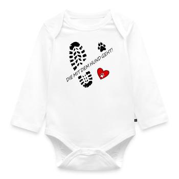 Qui va avec le chien ! pour les amoureux des chiens avec 💖🐾 - Body Bébé bio manches longues - blanc - Devant