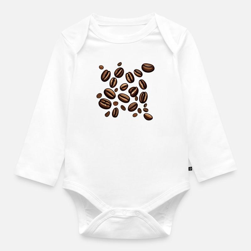 Grains de café Café - Body Bébé bio manches longues - blanc