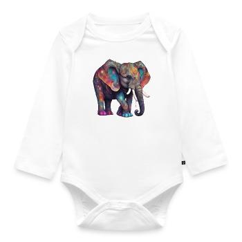 magic elephant - Baby Bio-Langarm-Body - Weiß - Vorne
