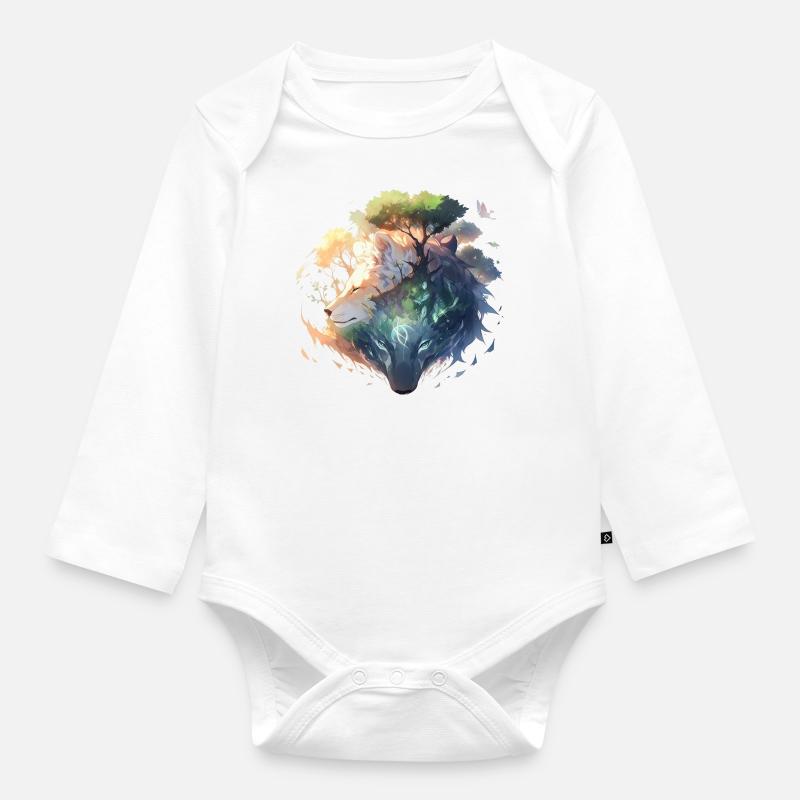 Wolves - Organic Longsleeve Baby Bodysuit - white