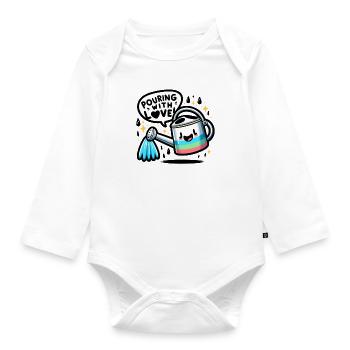 Pouring With Love - Organic Longsleeve Baby Bodysuit - white - Front