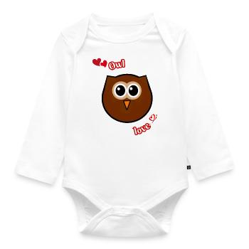 Eule Große Liebe - Baby Bio-Langarm-Body - Weiß - Vorne