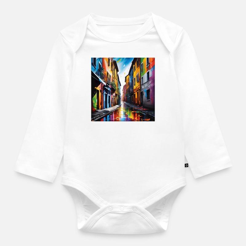 Fantastic Roads - Organic Longsleeve Baby Bodysuit - white