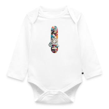 Snowboard with mountains and some geometric - Organic Longsleeve Baby Bodysuit - white - Front