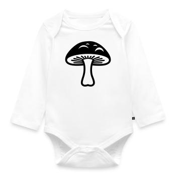 mushroom - Organic Longsleeve Baby Bodysuit - white - Front