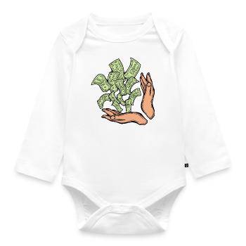 Big money flying to you for wealth and prosperity. - Organic Longsleeve Baby Bodysuit - white - Front