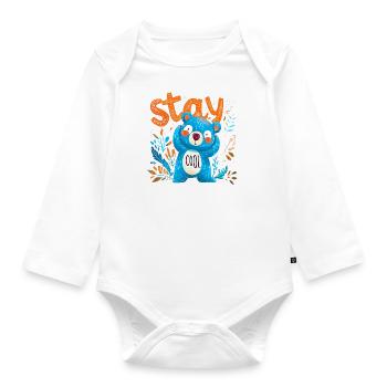 Stay Cool süßer lässiger Bär zum knuddeln - Baby Bio-Langarm-Body - Weiß - Vorne