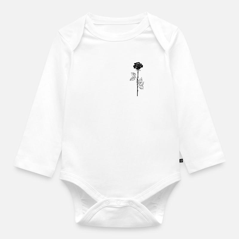 Rose noire - Body Bébé bio manches longues - blanc