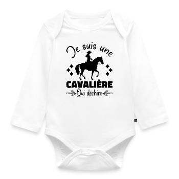A Rider Riding Horse Tearing Gift - Organic Longsleeve Baby Bodysuit - white - Front