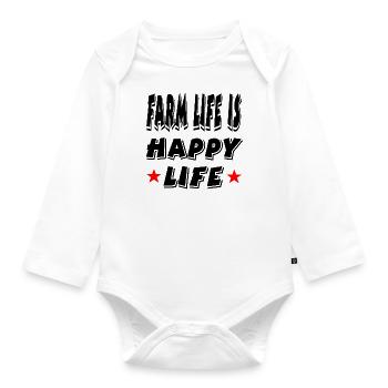 Bauernhof - Baby Bio-Langarm-Body - Weiß - Vorne