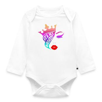 Beautiful female paint art Face colorful woman - Organic Longsleeve Baby Bodysuit - white - Front