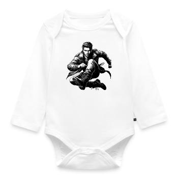Badass Badboy Man Manhood - Organic Longsleeve Baby Bodysuit - white - Front