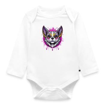chihuahua purple - Baby Bio-Langarm-Body - Weiß - Vorne