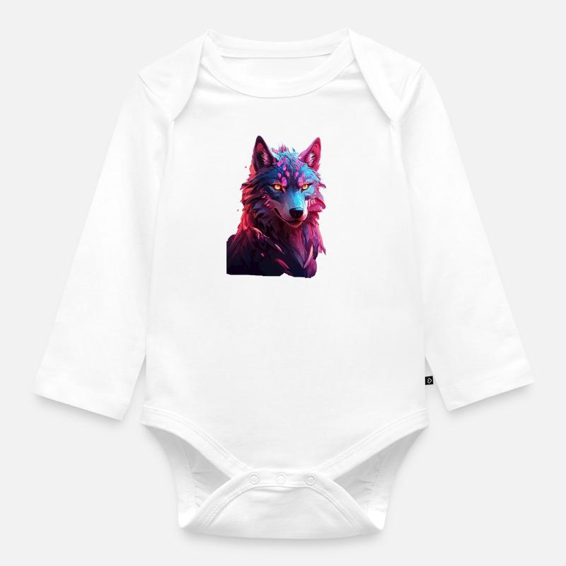 Wolf - Baby Bio-Langarm-Body - Weiß