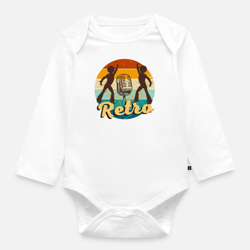 Rétro Vintage 80's 70's 60's - Body Bébé bio manches longues - blanc