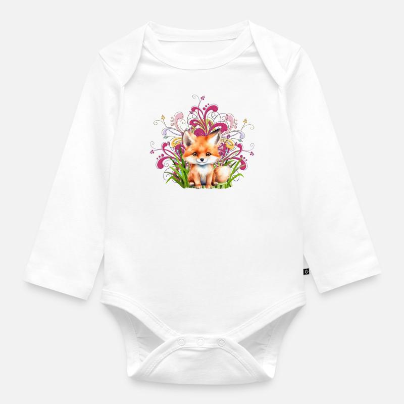 Fuchs - Baby Bio-Langarm-Body - Weiß