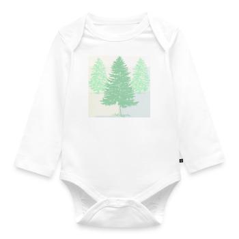 Pastel-colored pines. - Organic Longsleeve Baby Bodysuit - white - Front