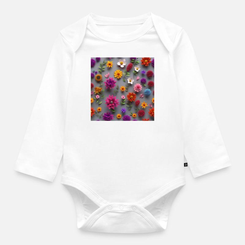 Blumen - Baby Bio-Langarm-Body - Weiß