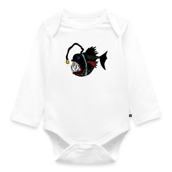 anglerfisch - Baby Bio-Langarm-Body - Weiß - Vorne