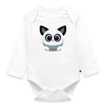 Cute Animal - Organic Longsleeve Baby Bodysuit - white - Front