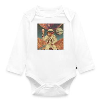Astronaut und sein Eis - Baby Bio-Langarm-Body - Weiß - Vorne