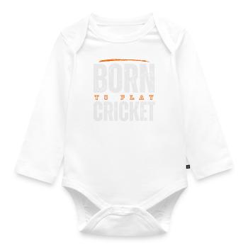 Geboren, um Cricket zu spielen. - Baby Bio-Langarm-Body - Weiß - Vorne