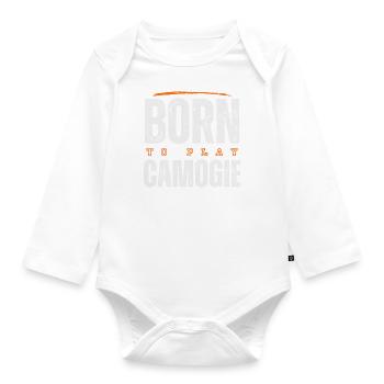Born to play camogie. - Organic Longsleeve Baby Bodysuit - white - Front
